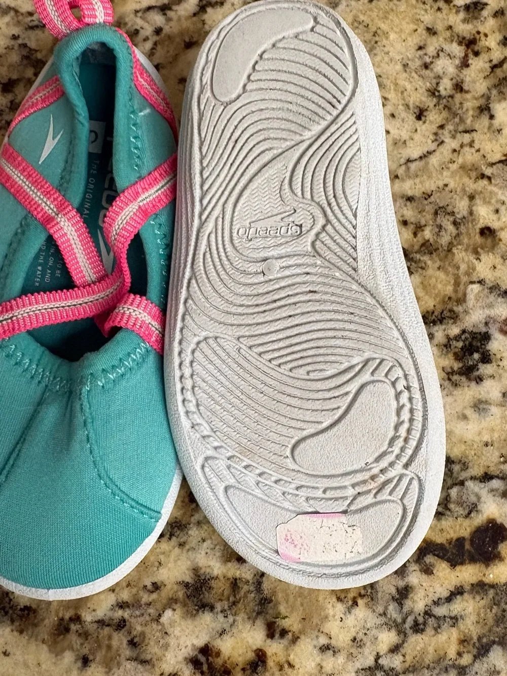 Speedo Kids Teal Water Shoes with Pink Straps